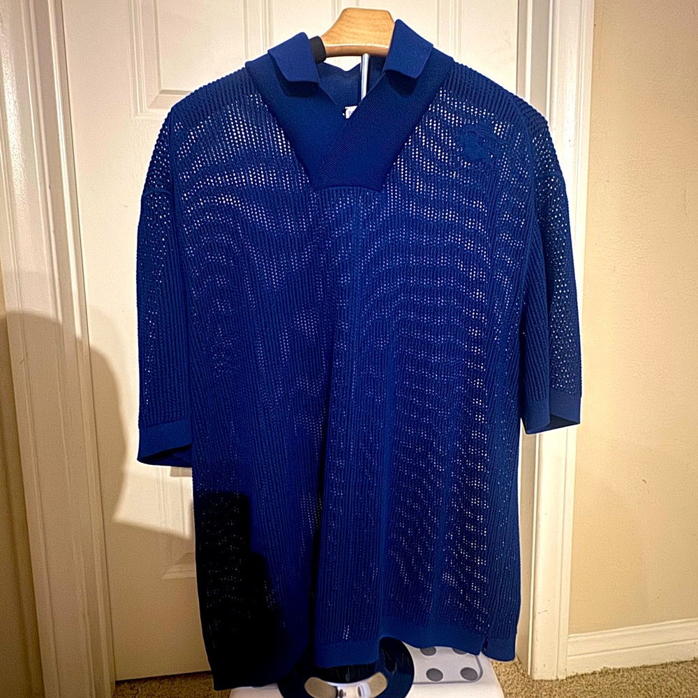 COPY - Burberry mesh polo with shawl collar.